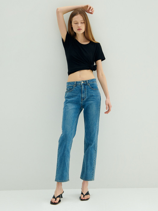 [리퍼브] Mid-rise Straight Jeans_Blue