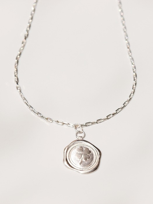 Lucky clover pendant silver Necklace 클로버 펜던트 실버 클립 체인 목걸이