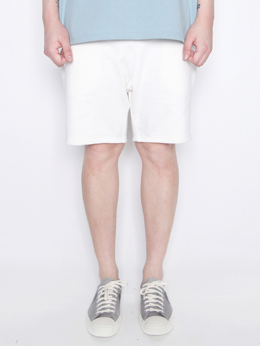 pnv012_heavy cotton sweat shorts (ivory)
