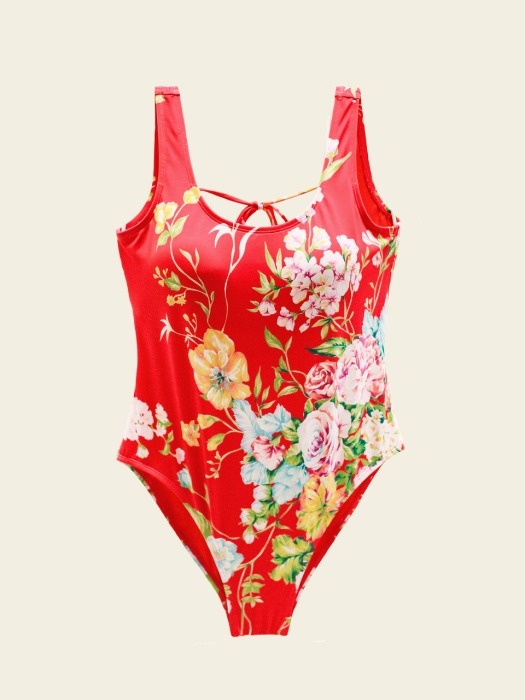 Floral print swimsuit (Red)