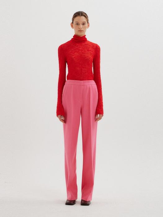 TEXT Straight Pants - Pink