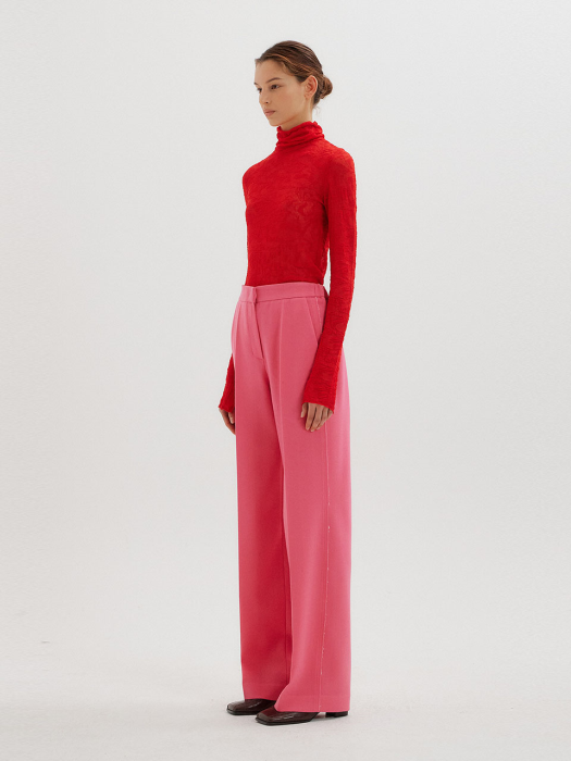 TEXT Straight Pants - Pink