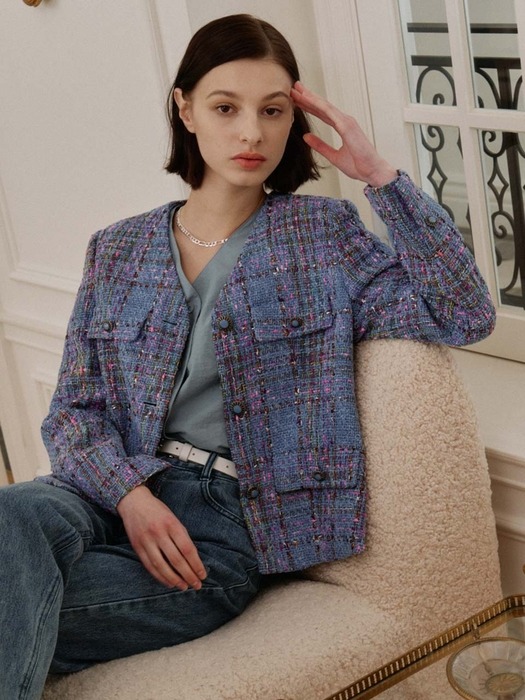 Collarless Tweed Jacket NEW4XJ707_22