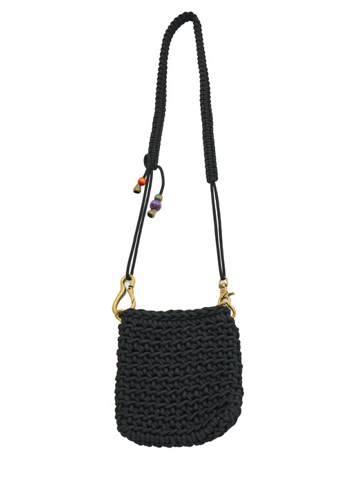 HANDMADE CROCHET STRING SQUARE BAG_[BLACK]