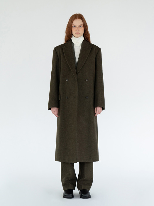 Double Wool Coat / Peat Green