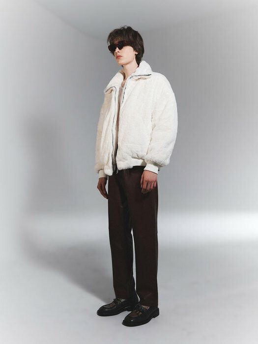 Clasic Fur Zip-Up Jacket ( IVORY WHITE)
