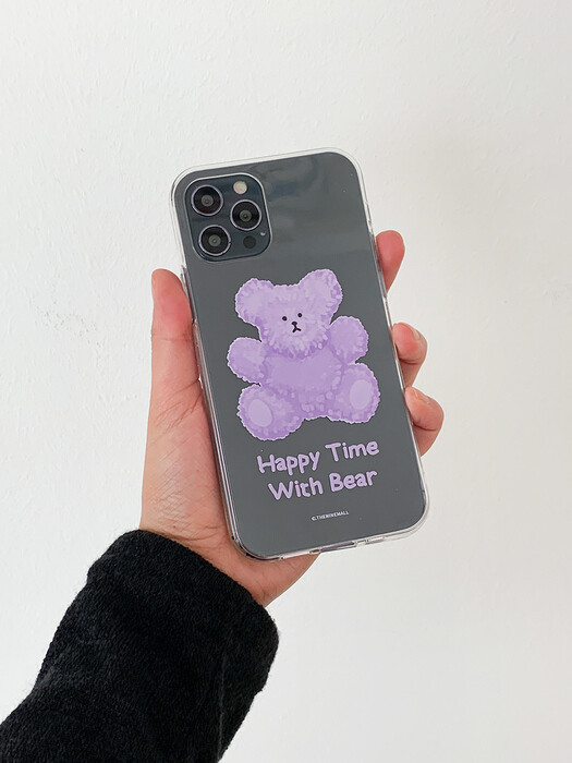 purple happytime with bear [클리어 폰케이스]