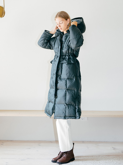 [N]UNDINE  Goose down puffer long coat (Dark green)