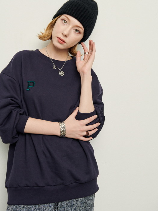 Special silhouette P logo sweat shirt - Navy