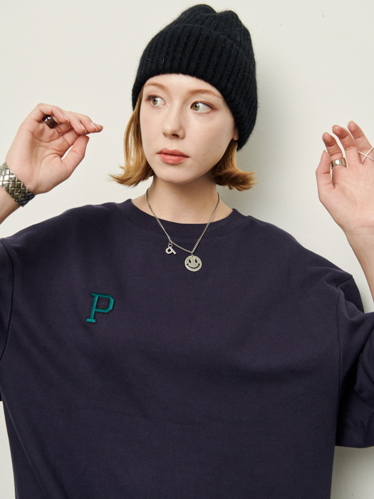 Special silhouette P logo sweat shirt - Navy