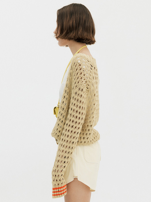 Coloration Knit Cardigan_Yellow Beige