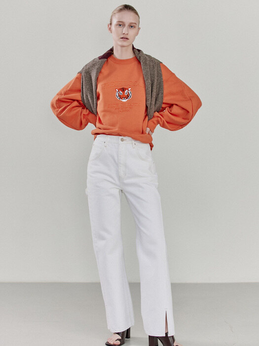 TIGER EMBROIDERED SWEATSHIRT - ORANGE