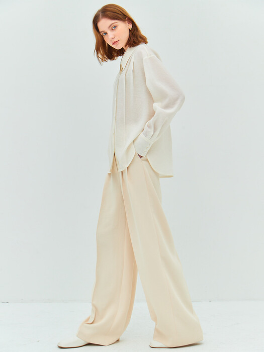 TWO TUCK WIDE PANTS(cream ivory)