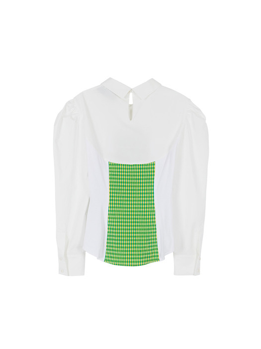 (WOMEN) ADELA POPLIN JERSEY COMBINATION SHIRT atb709w(WHITE)