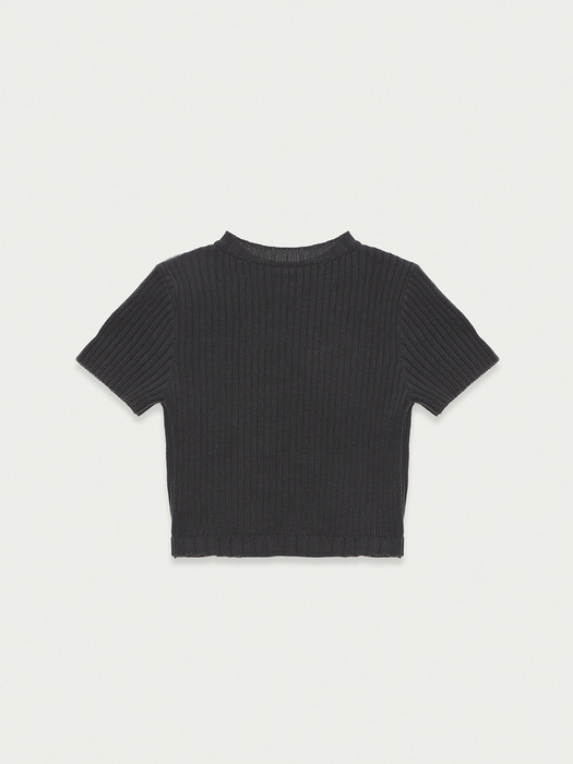 HALF SLEEVE KNIT TOP IN CHARCOAL