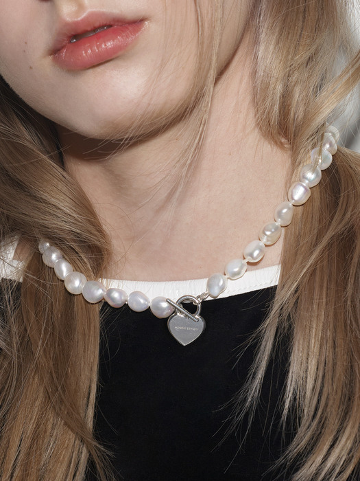 The Baroque Pearl and ME Heart Necklace