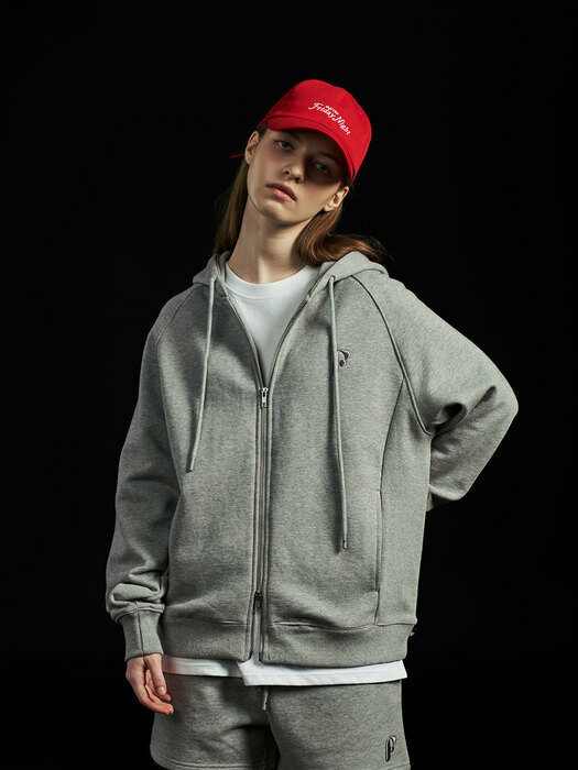 ESSENTIAL ‘F’ LOGO ZIP UP HOODIE_WOMEN(GREY)