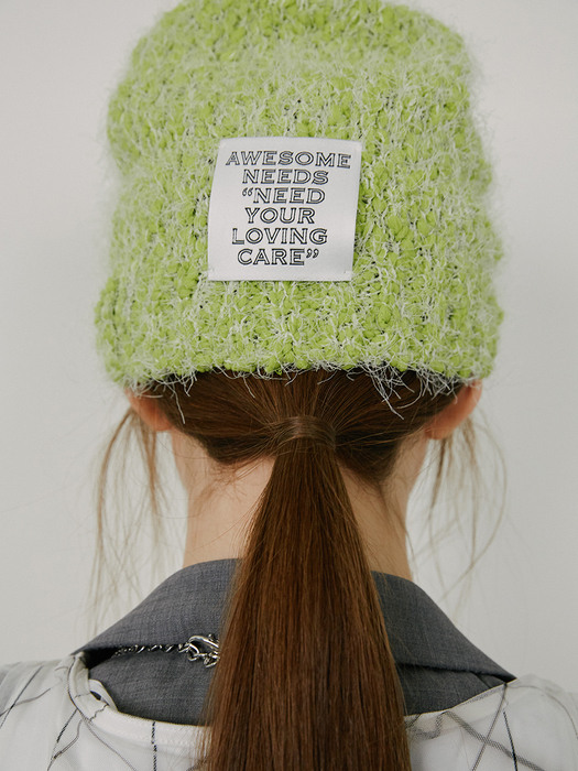 awesome needs SS POPCORN KNIT HAT_LIME
