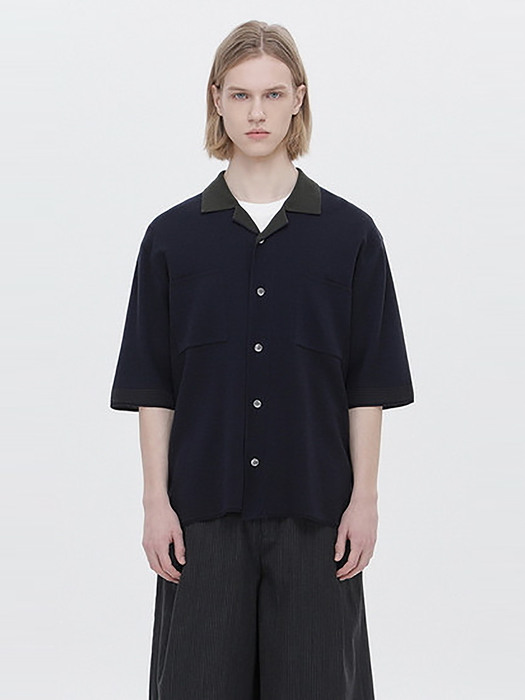 half sleeve knitted shirt_CWWAM22004NYX