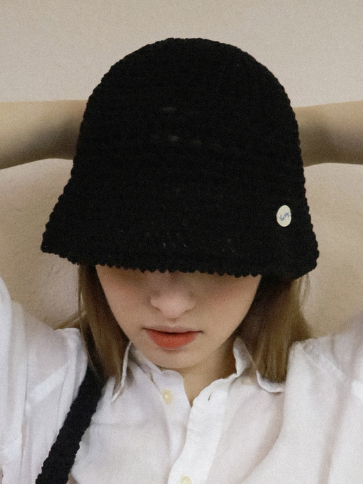 No.53 / Lily Bucket Hat _ Black (릴리 버킷햇 크로쉐 니트모자)