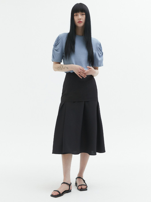 LAYERED FLARE SKIRT_BLACK