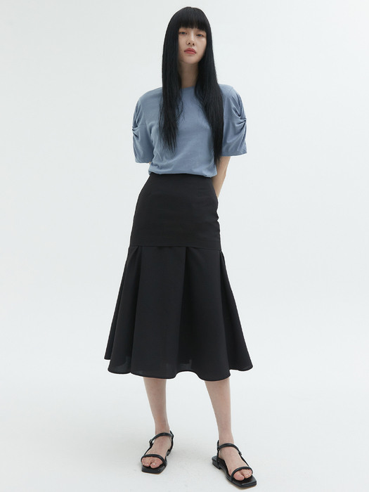 LAYERED FLARE SKIRT_BLACK