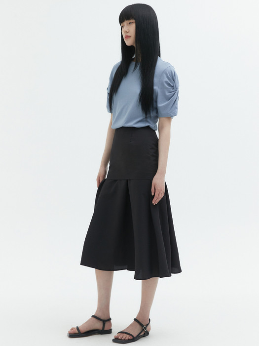 LAYERED FLARE SKIRT_BLACK