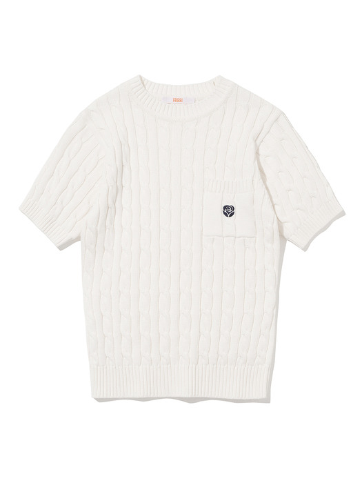 Rose Cable Knit Top [WHITE]