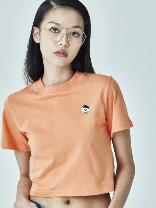 [WOMENS EDITION] SIGNATURE WAPPEN LOGO CROP T-SHIRTS PEACH