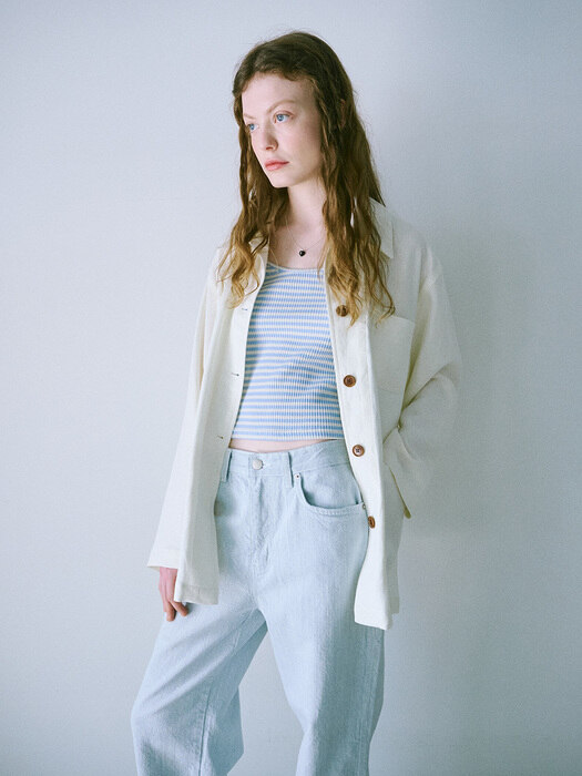 NATURAL LINEN JACKET - white