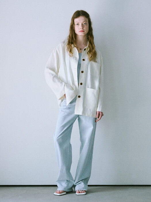 NATURAL LINEN JACKET - white