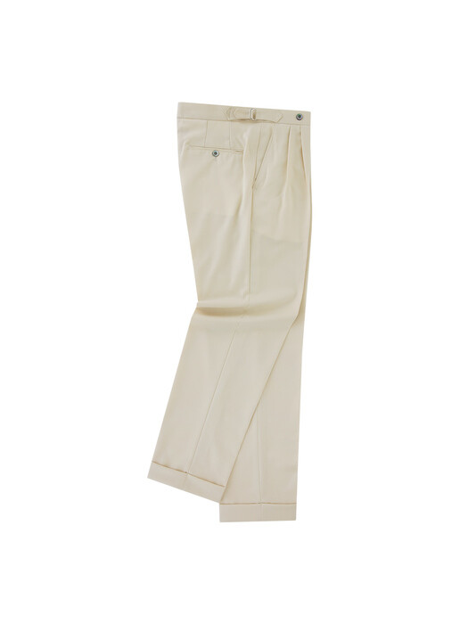 Wool soft adjust 2Pleats Easy Trousers (Sand beige)