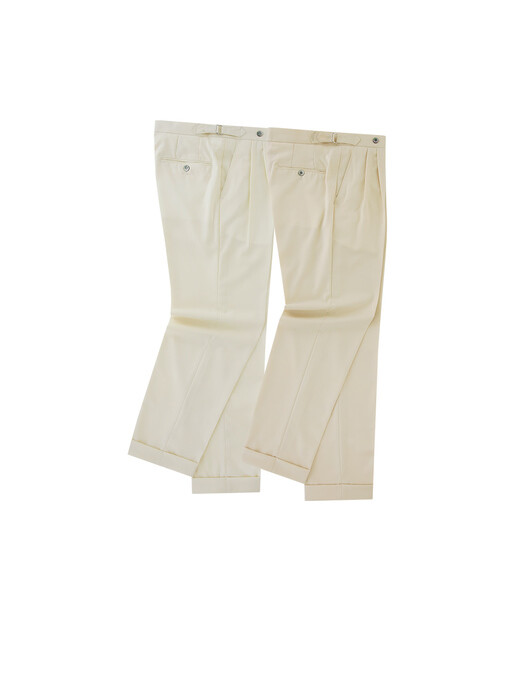 Wool soft adjust 2Pleats Easy Trousers (Sand beige)