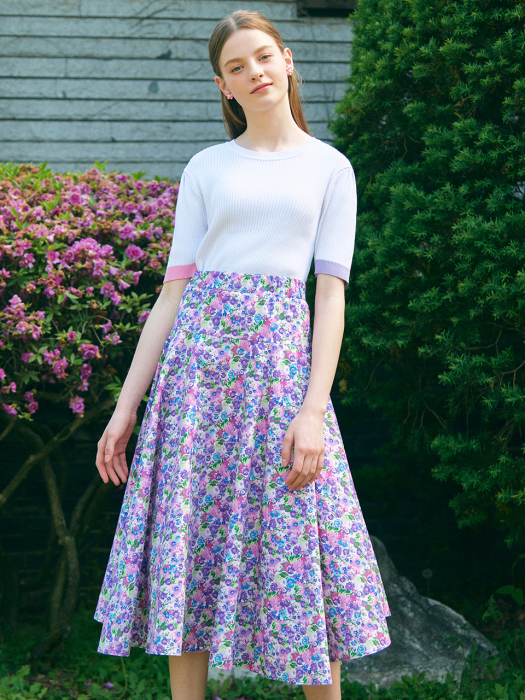 FLOWER PRINT SKIRT / PURPLE