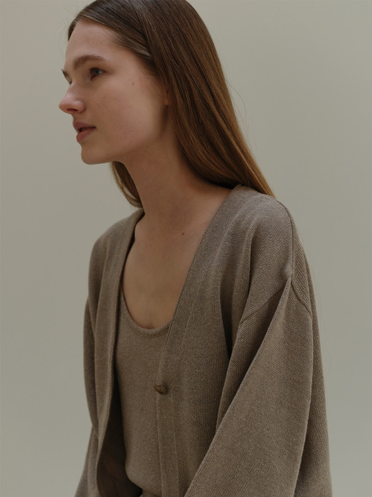 [EXCLUSIVE] natural cardigan (pale khaki)