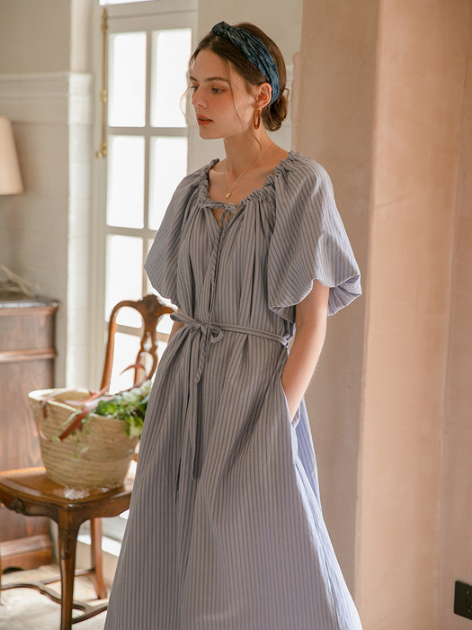 Emily balloon dress_blue stripe