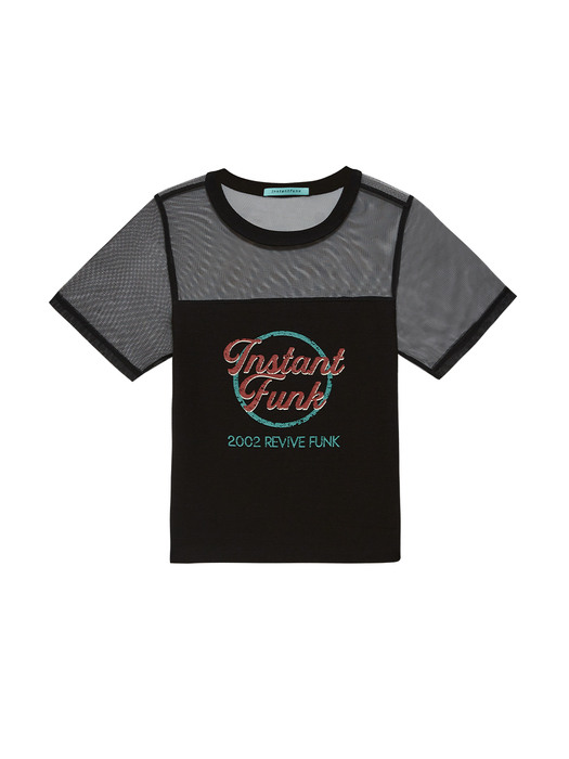22SS 매쉬 믹스 티셔츠 - 블랙