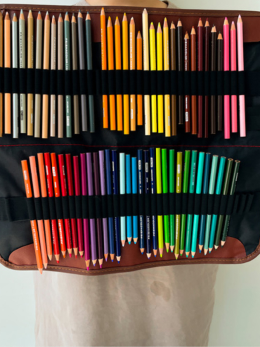 색연필 보관 연필 접이식 휴대용 캔버스 파우치 필통