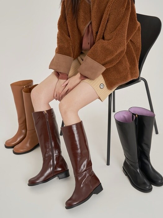 city round riding boots brown