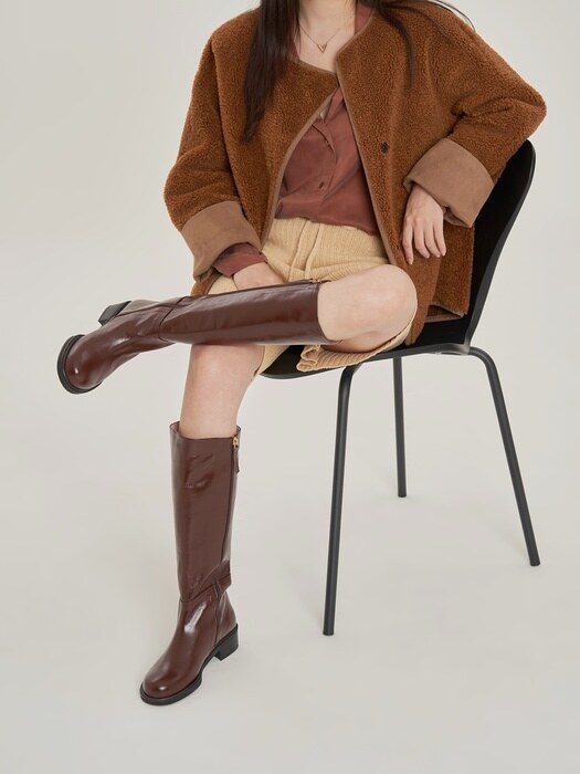 city round riding boots brown