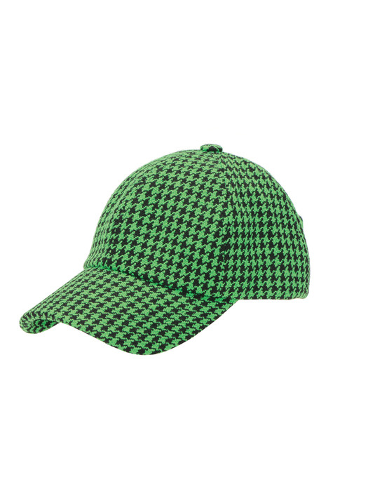 [Life PORTRAIT] Houndstooth check ball cap in green