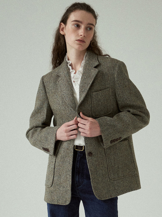classic wool jacket [Italian fabric] (khaki)