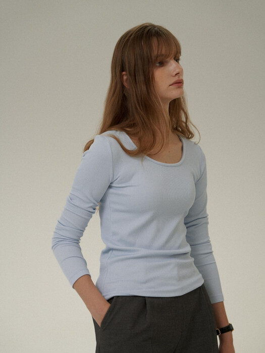 Archive Round T-shirt [Ivory] [Sky-Blue]