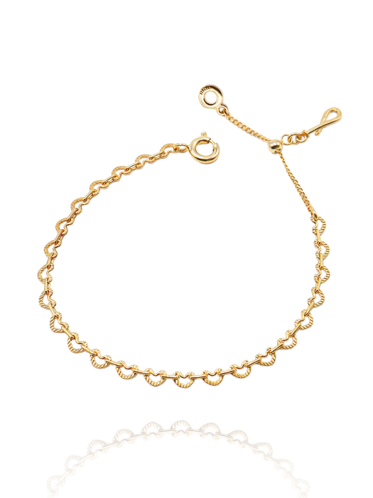 Lovely Heart Link Chain Silver Bracelet Ib246 [Gold]