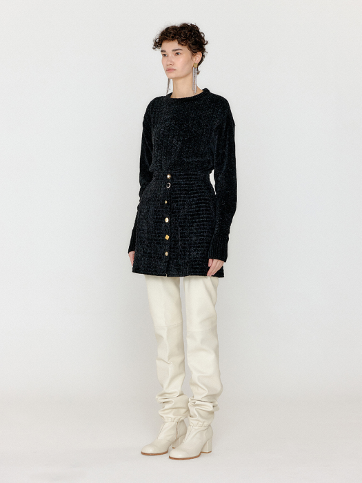 VIKA Textured Knit Pullover - Black