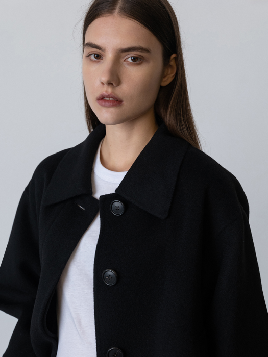 [묶음코드로 운영]Cashmere Handmade Cropped Coat Black (JWCO2F903BK)
