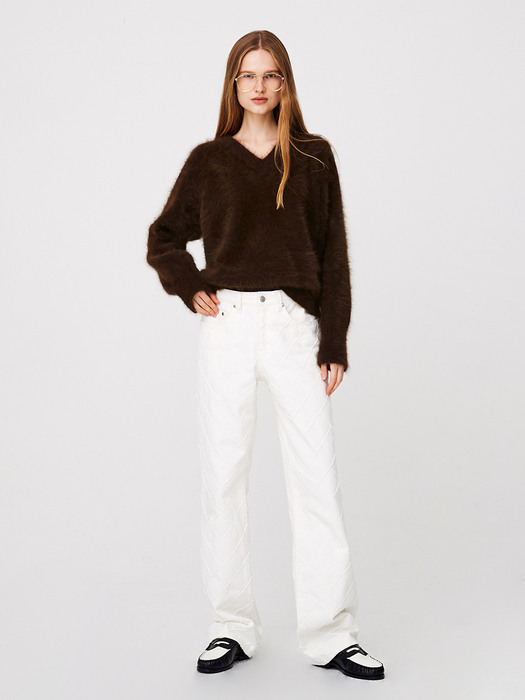 Check Embroidery Jean / Ivory