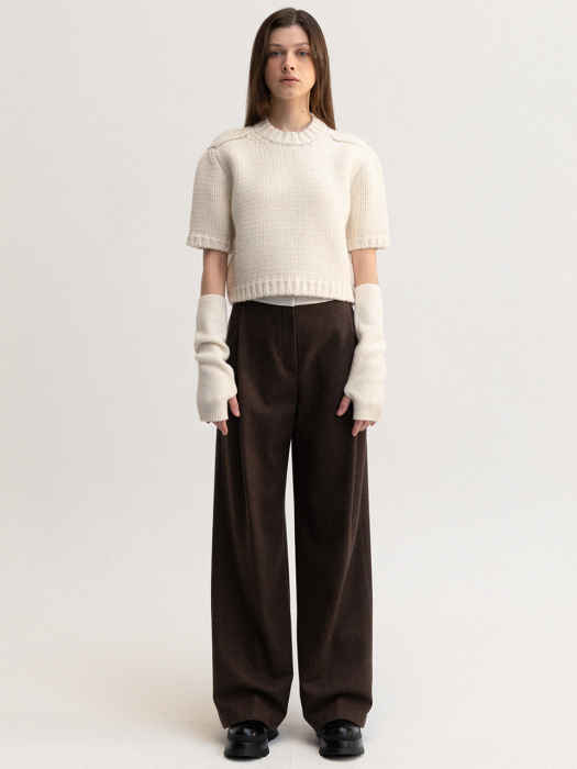 wool inside out tucked pants (brown)