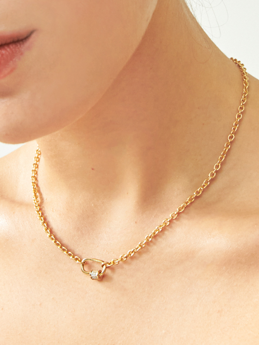 Link Star Silver Necklace In403 [Gold]