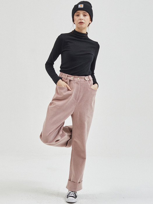 Corduroy Wide Banding Pants RosePink